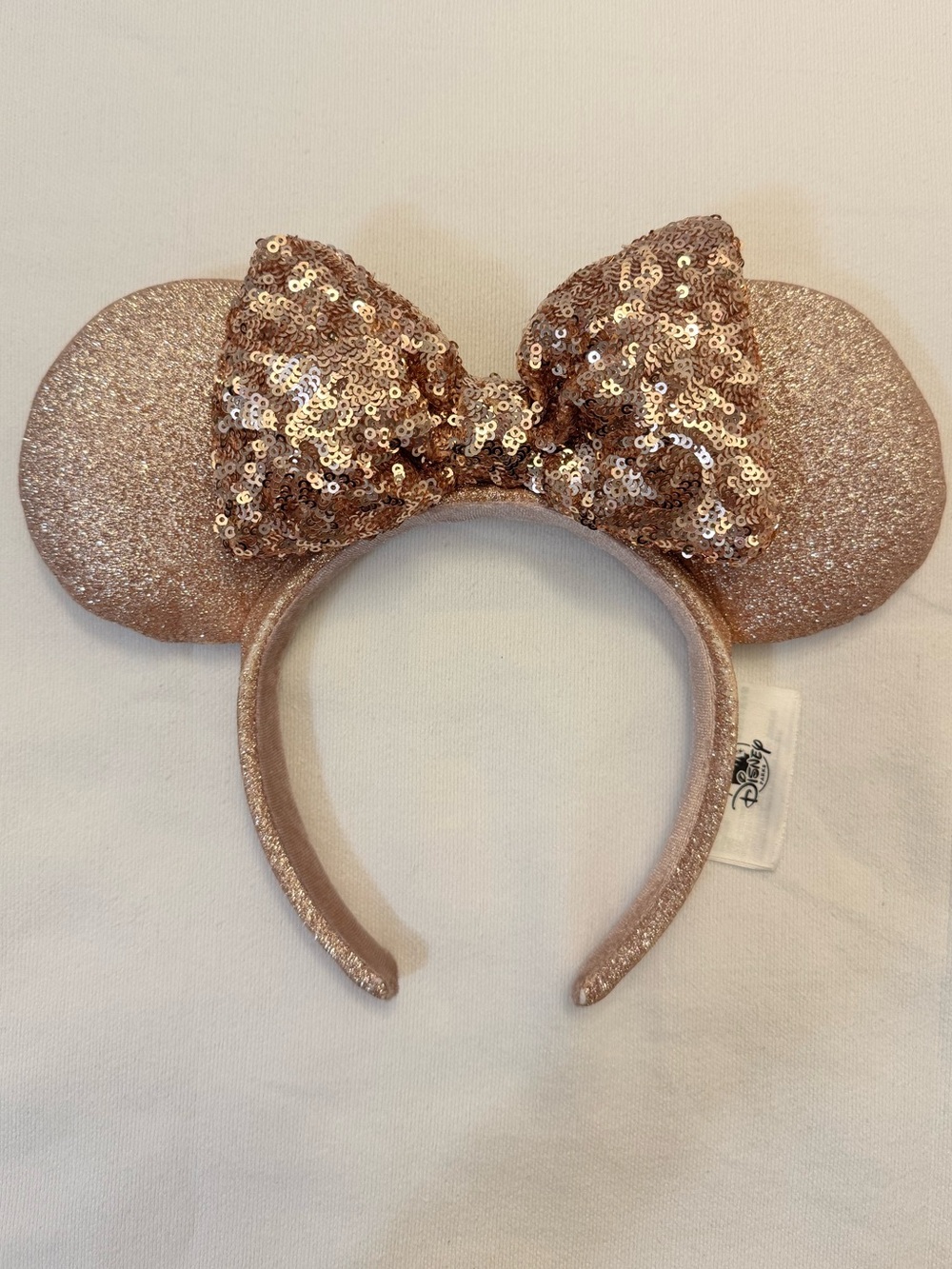 Authentic Disney Rose Gold Sequin Minnie Ears Headband